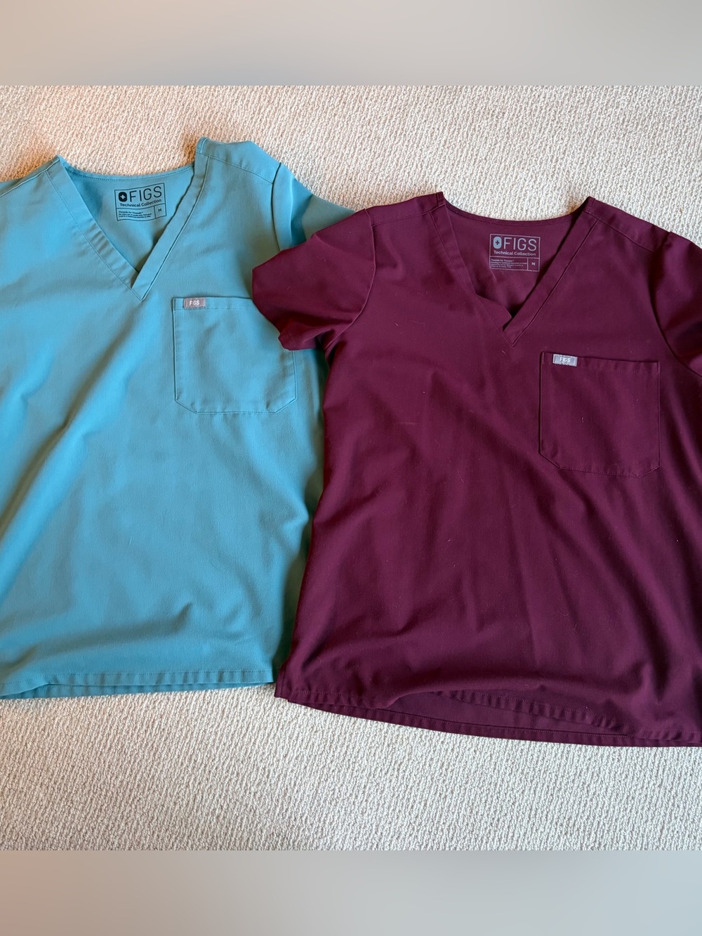 FIGS Caterina Scrub Top - Teal & Burgundy